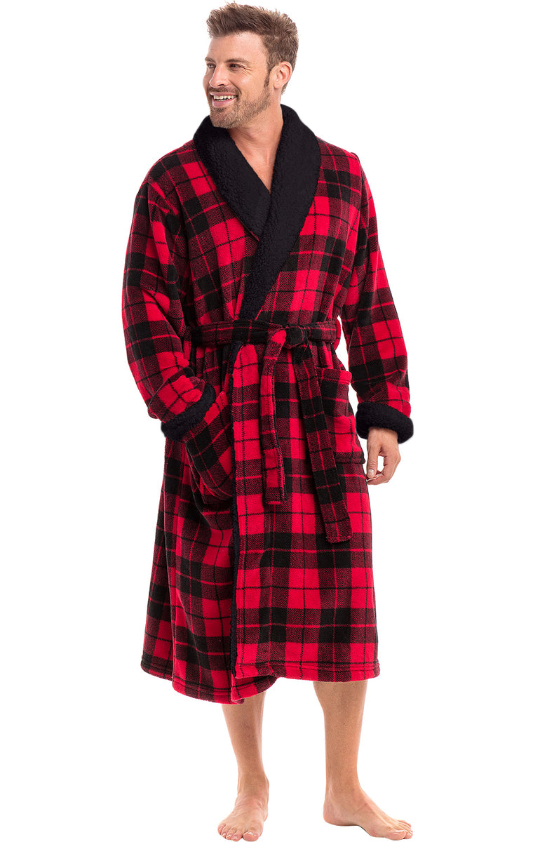 Men's Warm Winter Robe, Plush Fleece Bathrobe