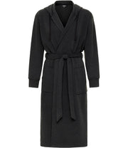 Men's Dark Heathered Gray Classic Hooded Sweatshirt Robe, Winter Bathrobe