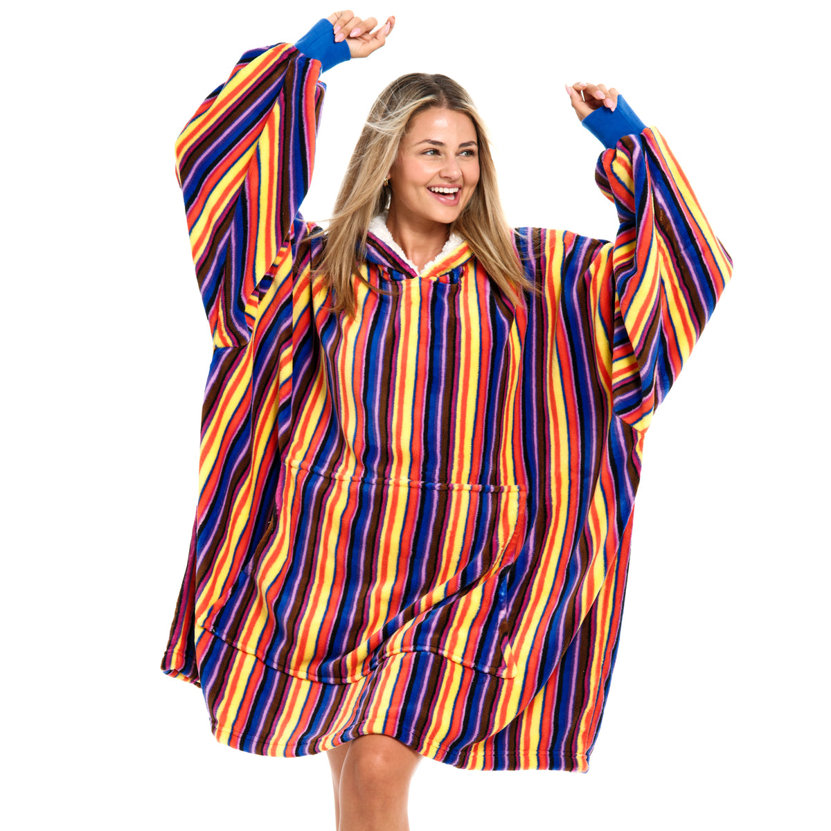 Adult Wearable Blanket Hoodie, Blanket with Sleeves for Men & Women, Big Hoodie, Hooded Blanket in Stripe
