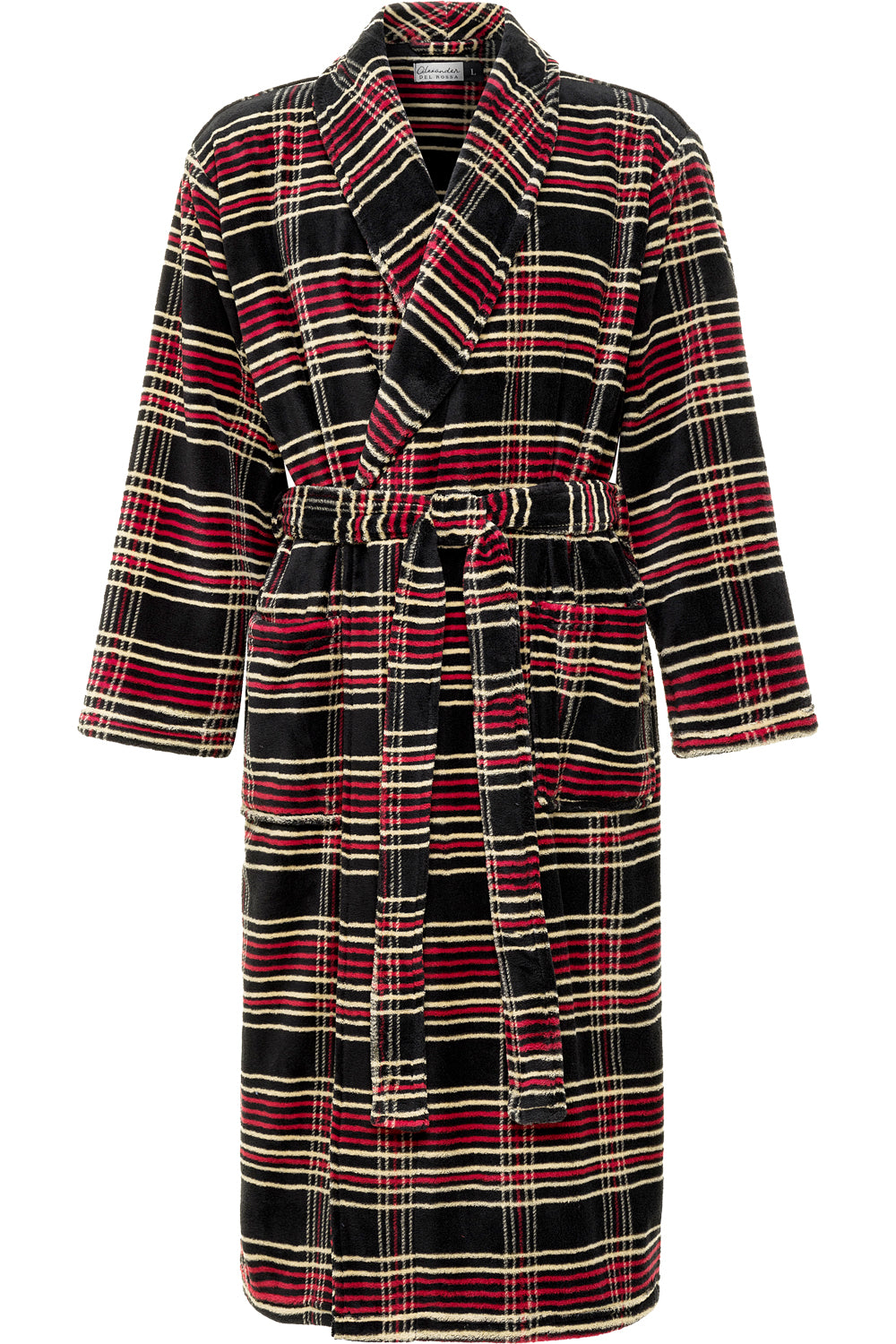 Men's Refined Tartan Plaid Classic Winter Robe, Plush Fleece Bathrobe