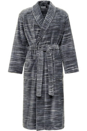 Men's Dark Heathered Gray Classic Winter Robe, Plush Fleece Bathrobe