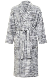 Men's Light Heathered Gray Classic Winter Robe, Plush Fleece Bathrobe