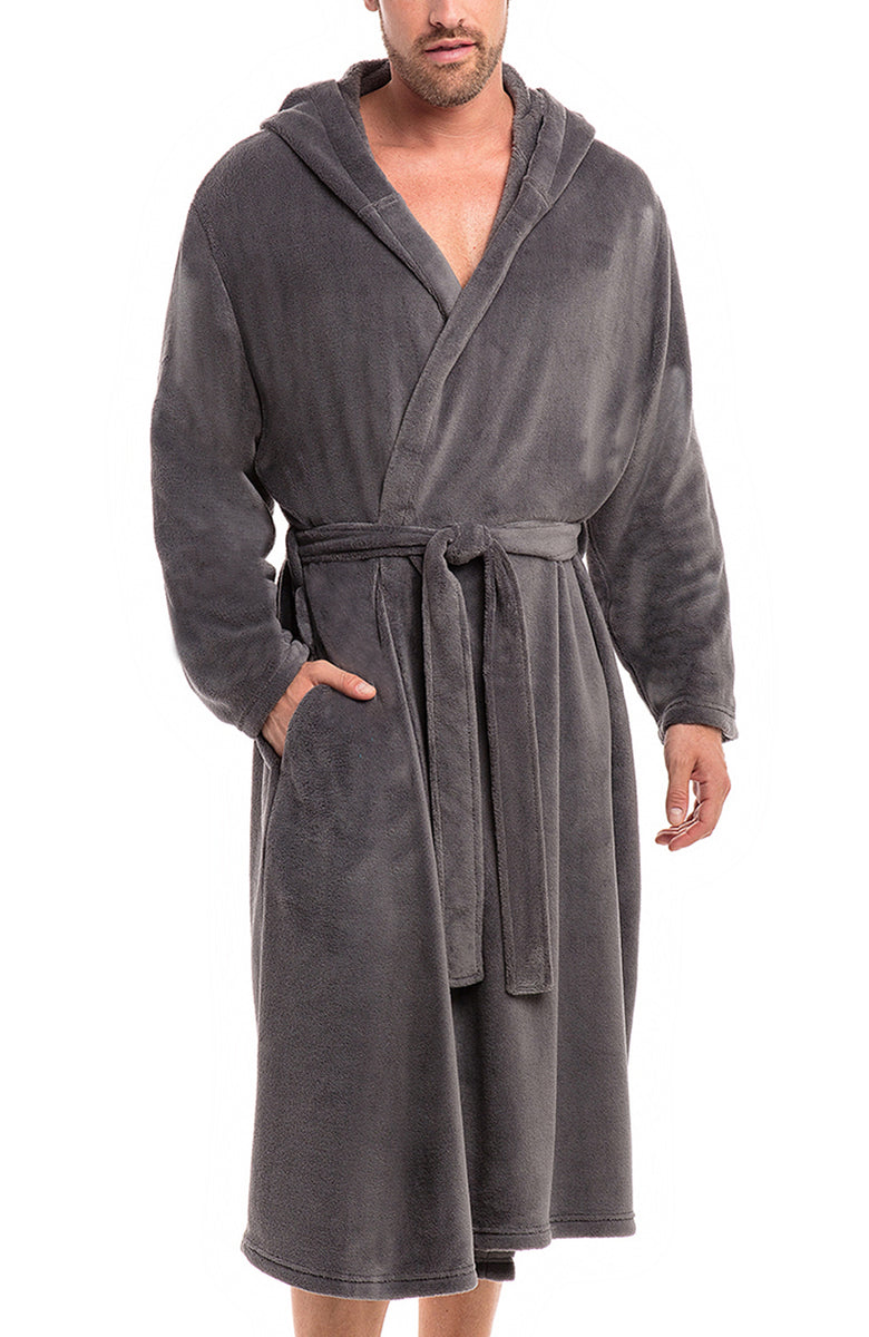 Men's Lightweight Fleece Robe with Hood, Soft Bathrobe – Alexander