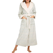 Serene Arabesque Plush Fleece Robe for Women, Long Hooded Bathrobe with Hood, Plus Size