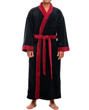 Mens Black with Burgundy Kimono Robe, Japanese Robe for Men