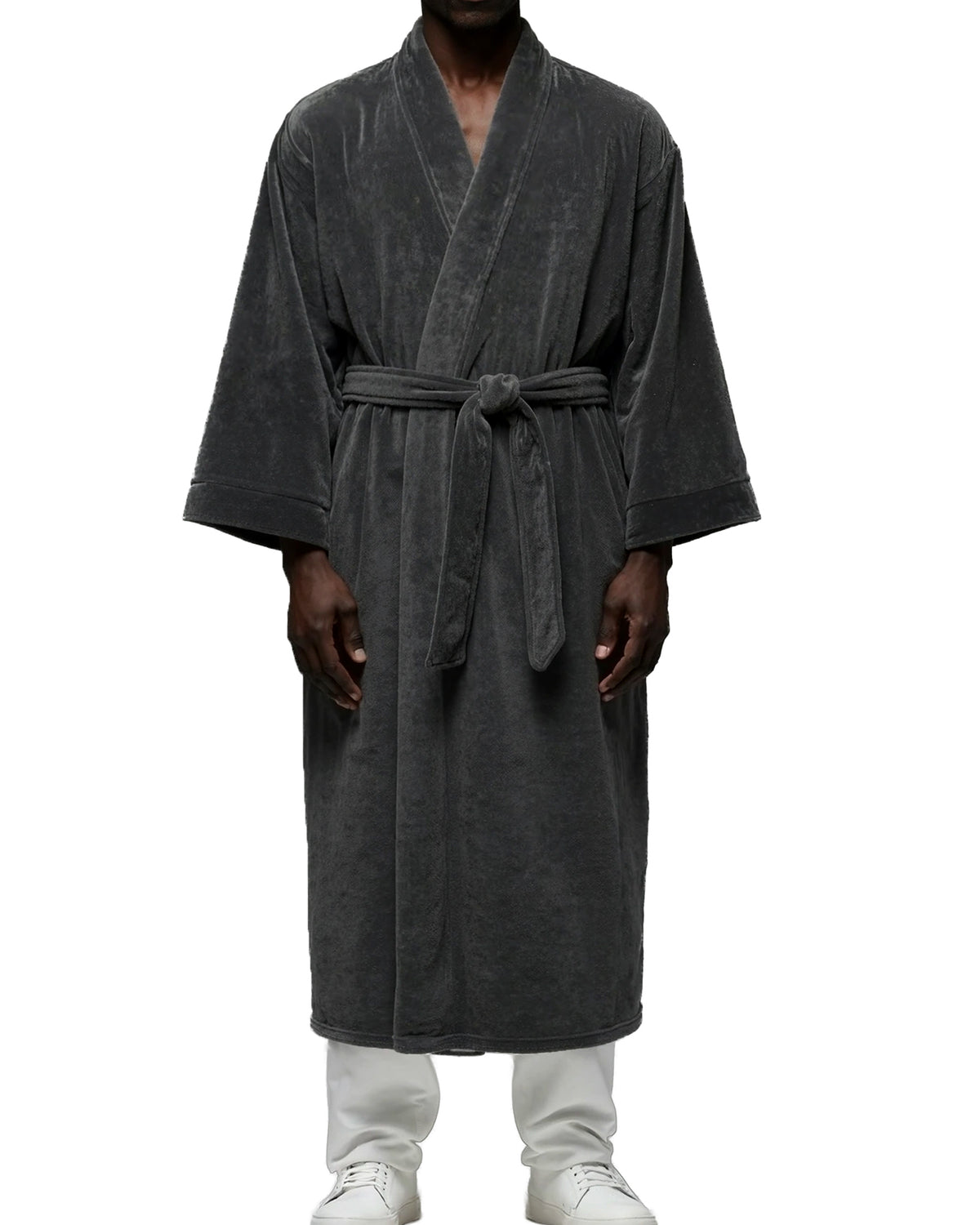 Mens Graphite Gray Kimono Robe, Japanese Robe for Men
