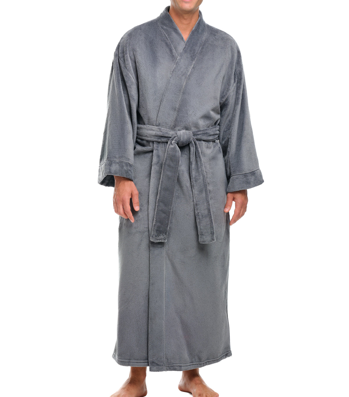 Mens Steel Gray Kimono Robe, Japanese Robe for Men