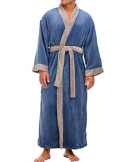 Mens Faded Blue & Sand Kimono Robe, Japanese Robe for Men