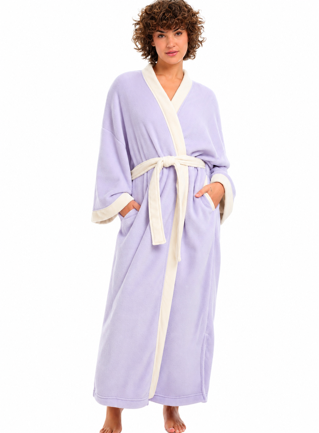 Womens Muted Mauve with Vanilla Kimono Robe, Robe for Women