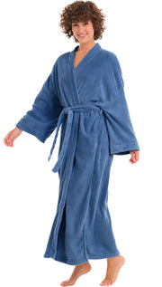 Womens Muted Navy Blue Kimono Robe, Robe for Women