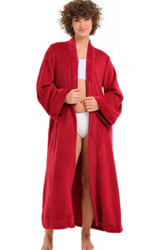 Womens Muted Burgundy Zip Up Kimono Robe, Japanese Robe for Women