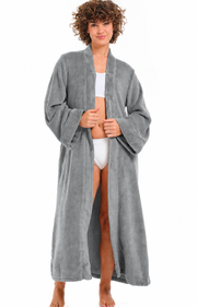 Womens Steel Gray Zip Up Kimono Robe, Japanese Robe for Women