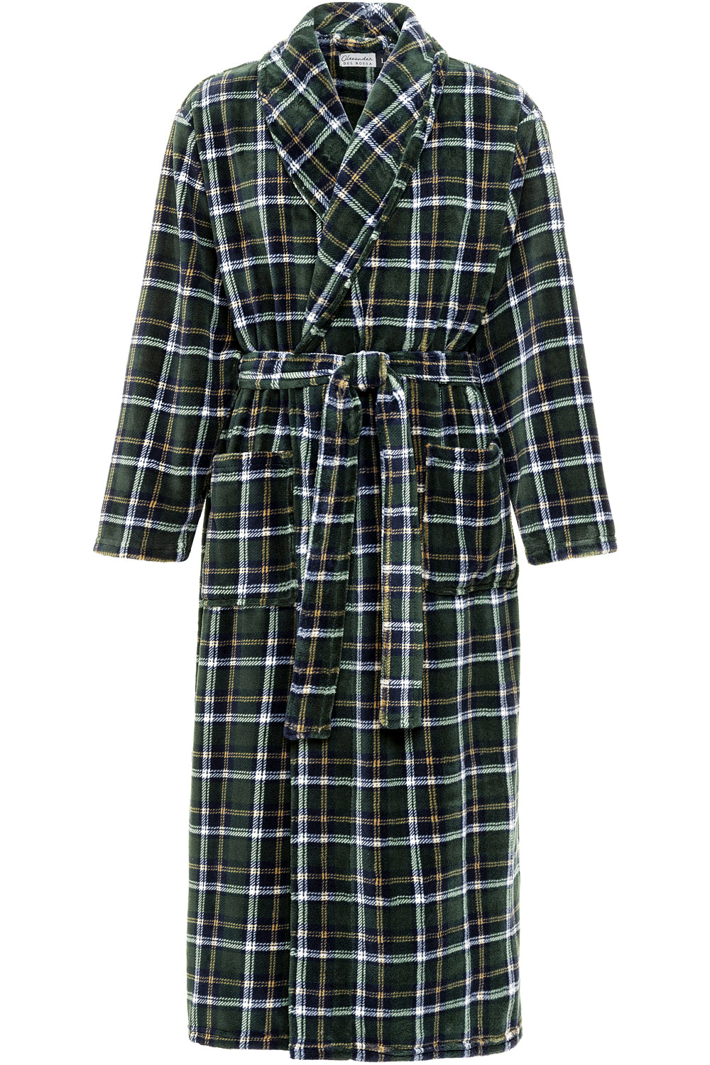 Men's Hunter Green Plaid Ultra Plush Fleece Robe, Big and Tall Winter Bathrobe
