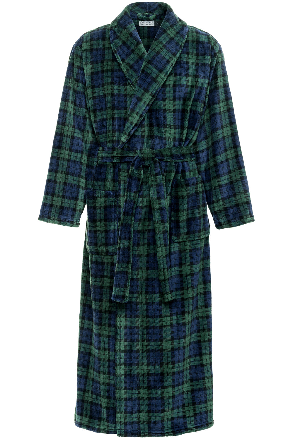Men's Black Watch Tartan Plaid Ultra Plush Fleece Robe, Big and Tall Winter Bathrobe