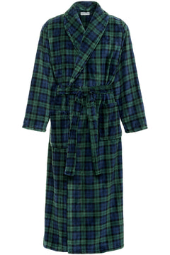Men's Black Watch Tartan Plaid Ultra Plush Fleece Robe, Big and Tall Winter Bathrobe