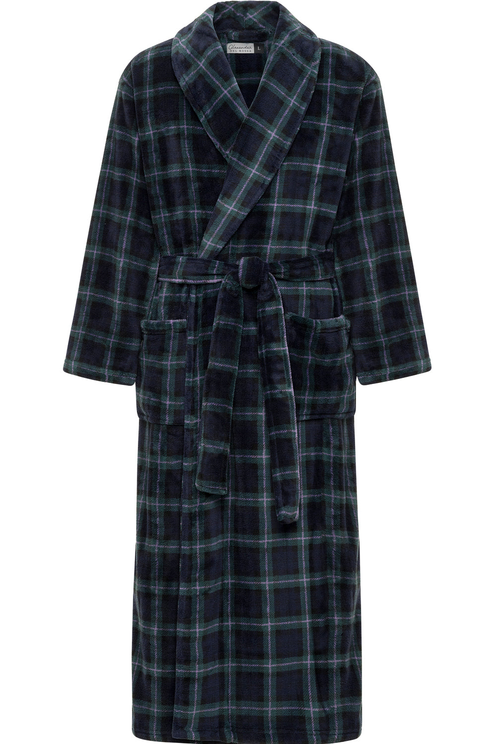 Men's Blue and Green Tartan Plaid Ultra Plush Fleece Robe, Big and Tall Winter Bathrobe
