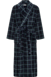 Men's Blue and Green Tartan Plaid Ultra Plush Fleece Robe, Big and Tall Winter Bathrobe