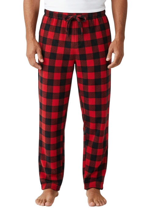 Men's Soft Plush Fleece Pajama Pants, Warm Long Lounge Bottoms in Christmas, Camo and Plaid