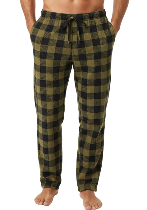 Men's Soft Plush Fleece Pajama Pants, Warm Long Lounge Bottoms in Christmas, Camo and Plaid