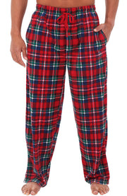 Men's Stewart Tartan Plaid Soft Plush Fleece Pajama Pants, Warm Long Lounge Bottoms