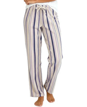 Women's Striped Lavender Soft Warm Fleece Pajama Pants, Long Lounge Bottoms
