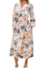 Womens Tropical Long Knit Robe with Pockets