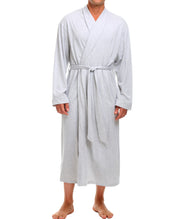 Mens Light Heathered Gray - 5 ft 5 in & Taller Long Knit Lounge Robe with Pockets
