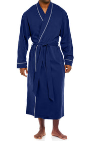 Mens Midnight Blue - 5 ft 5 in & Taller Long Knit Lounge Robe with Pockets