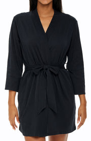 Womens Black Knit Robe with Pockets