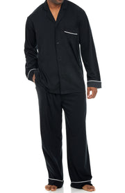 Mens Black - 5 ft 5 in & Taller Classic Knit Pajamas Set