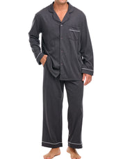 Mens Dark Heathered Gray - 5 ft 5 in & Taller Classic Knit Pajamas Set