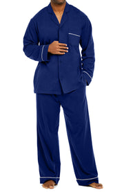 Mens Midnight Blue - 5 ft 5 in & Taller Classic Knit Pajamas Set