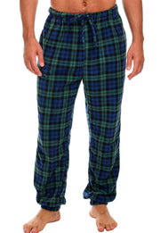 Black Watch Tartan Plaid Polar Fleece Pajama Pants for Men, Joggers, Sweatpants, PJ Bottoms