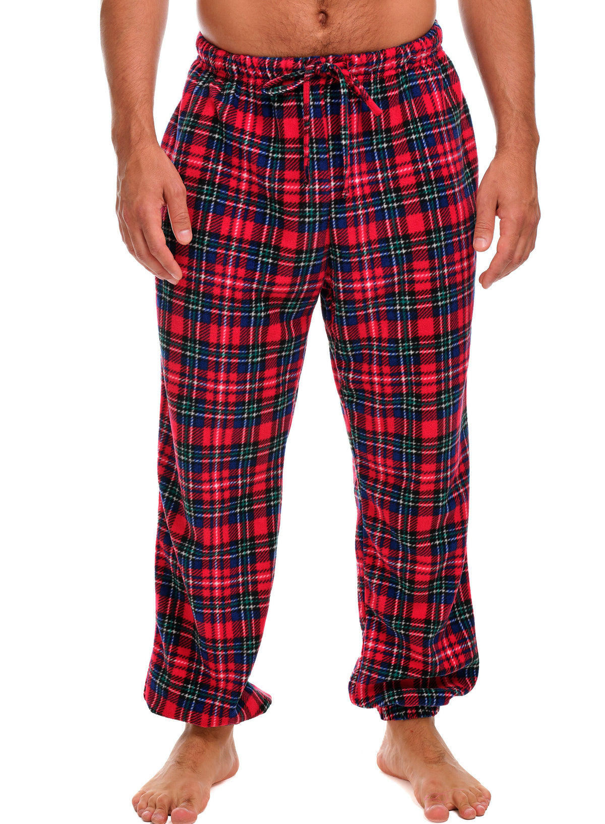 Christmas Plaid Polar Fleece Pajama Pants for Men, Joggers, Sweatpants, PJ Bottoms