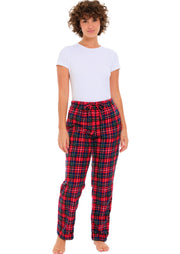 Women's Christmas Plaid Soft Polar Fleece Pajama Pants, Sweatpants, Warm Pj Bottoms