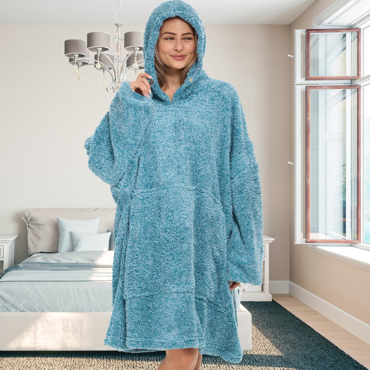 Adult Wearable Blanket Hoodie, Blanket with Sleeves for Men & Women, Big Hoodie, Hooded Blanket in Stripe