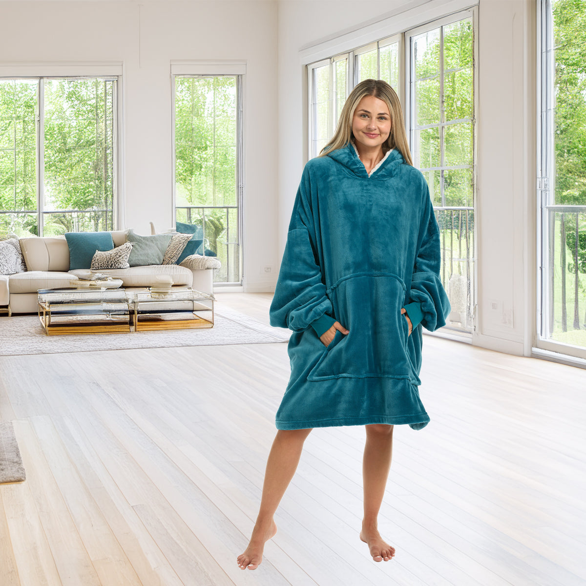 Adult Wearable Blanket Hoodie, Blanket with Sleeves for Men & Women, Big Hoodie, Hooded Blanket in Stripe