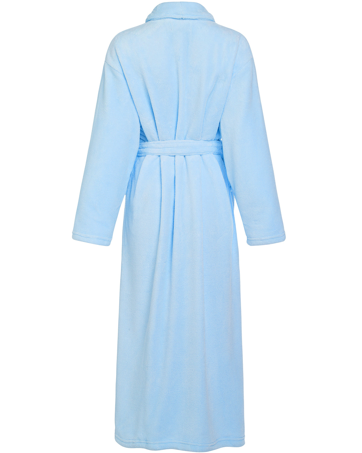 Light Blue Plush Striped Robe for Women, Long Fleece Plaid Winter Bath Robe, Plus Size