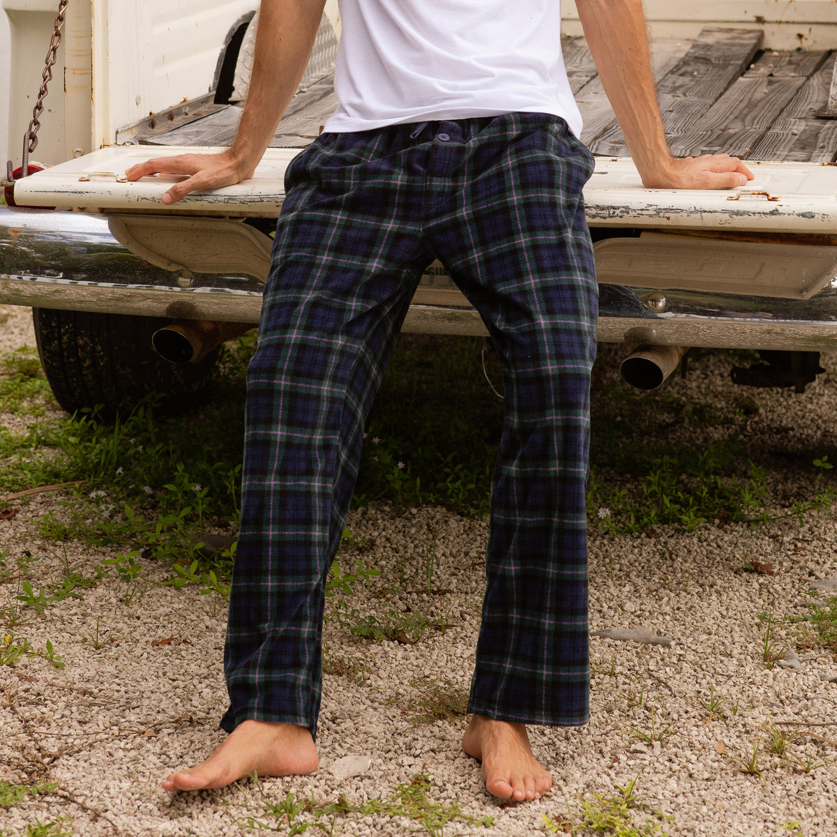 Men's Christmas Lights Soft Plush Fleece Pajama Pants, Warm Long Lounge Bottoms