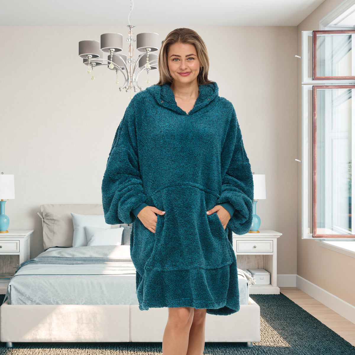Adult Wearable Blanket Hoodie, Blanket with Sleeves for Men & Women, Big Hoodie, Hooded Blanket in Stripe