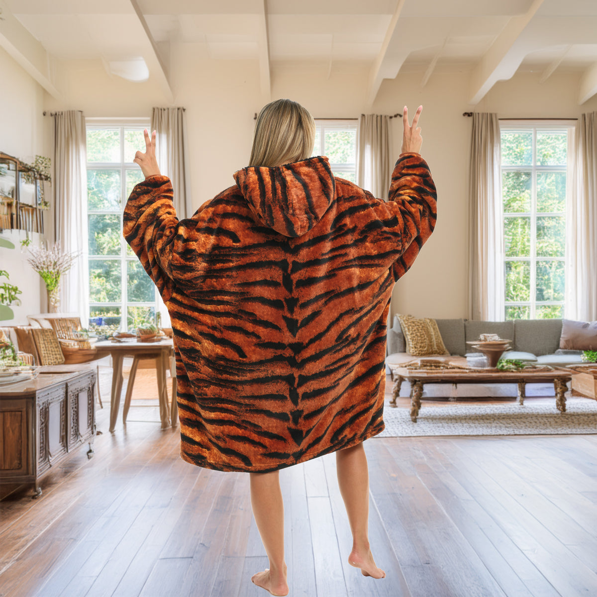 Adult Wearable Blanket Hoodie, Blanket with Sleeves for Men & Women, Big Hoodie, Hooded Blanket in Stripe