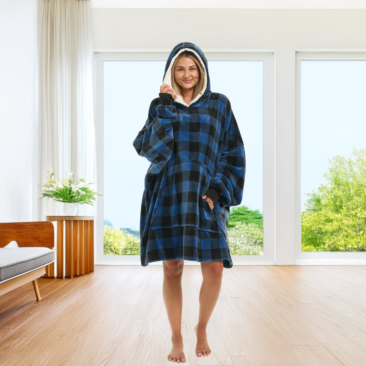 Adult Wearable Blanket Hoodie, Blanket with Sleeves for Men & Women, Big Hoodie, Hooded Blanket in Stripe