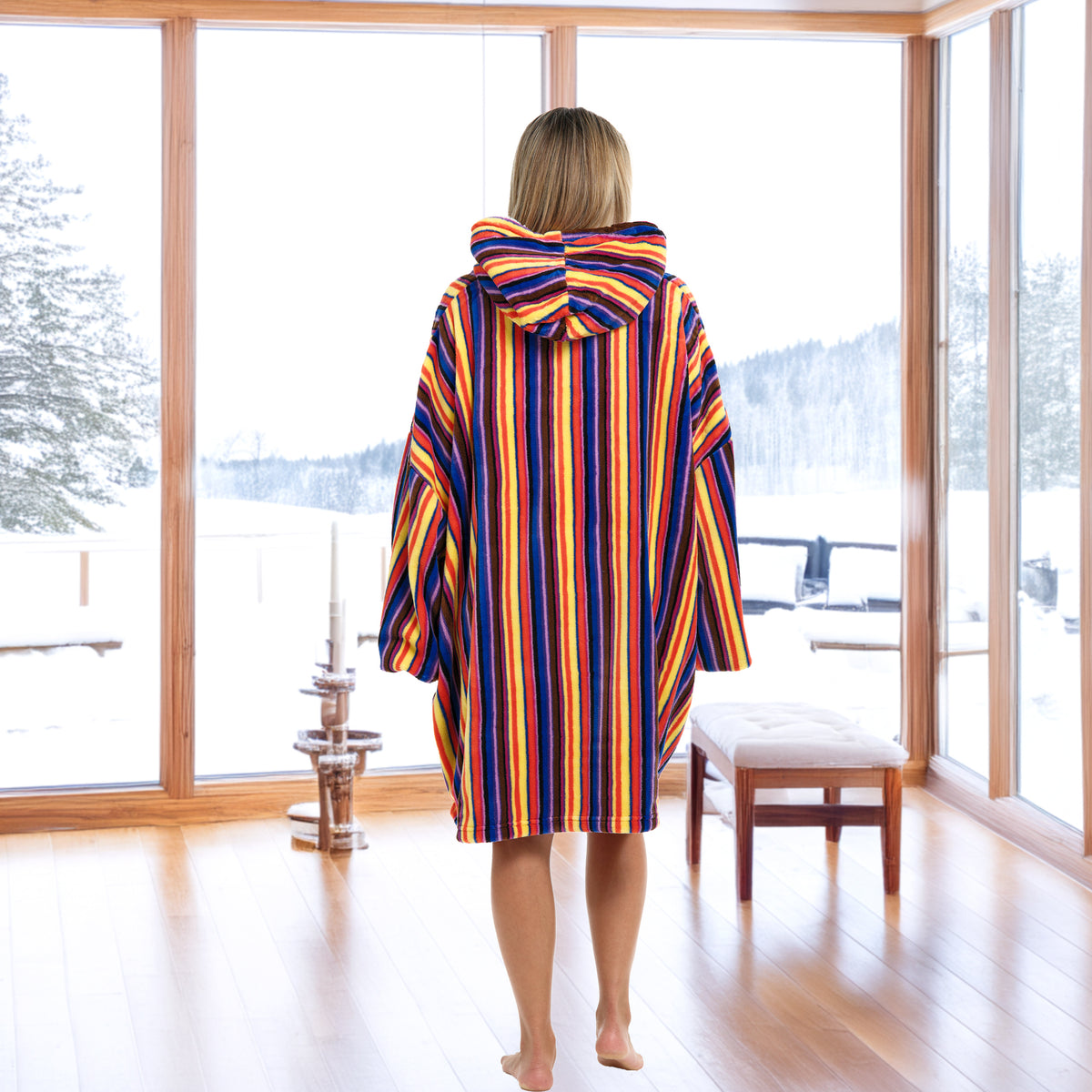 Adult Wearable Blanket Hoodie, Blanket with Sleeves for Men & Women, Big Hoodie, Hooded Blanket in Stripe