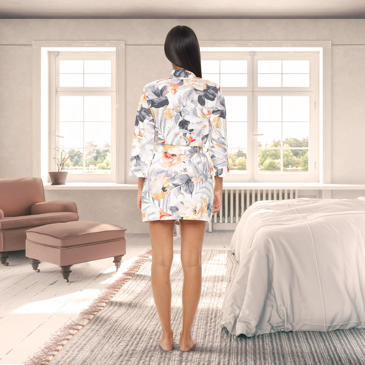 Womens Tropical Knit Robe with Pockets