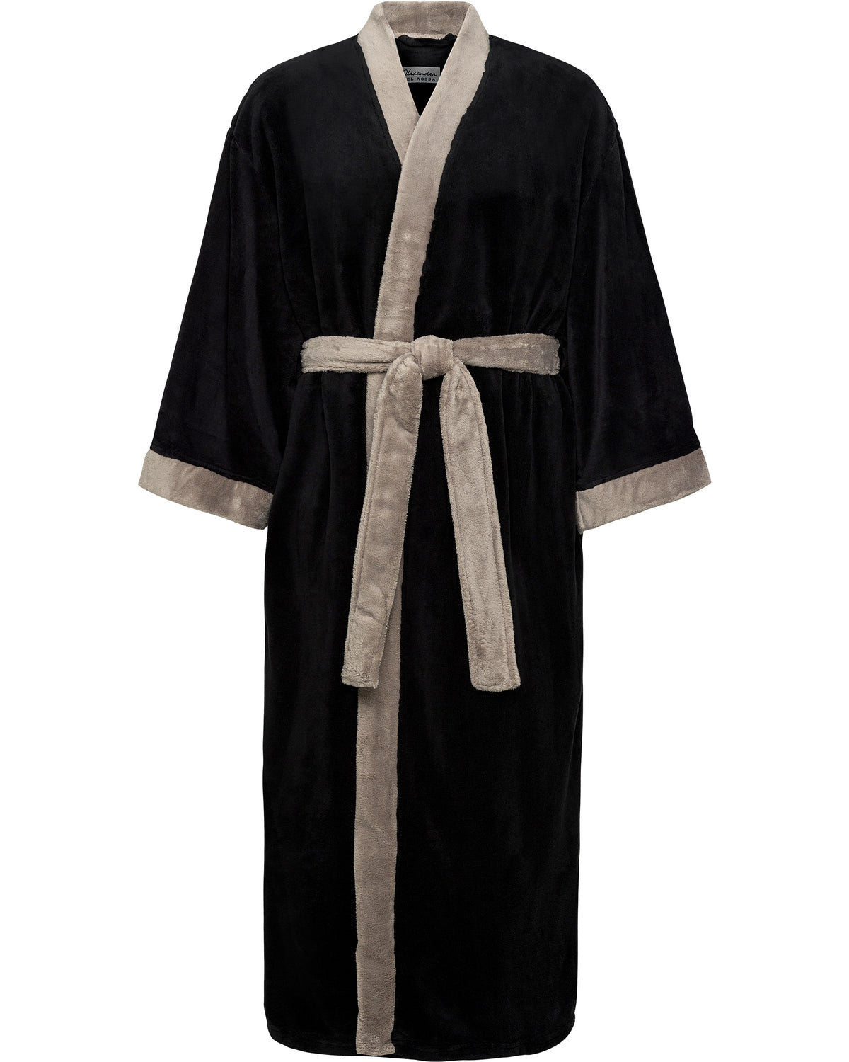 Mens Black with Beige Kimono Robe, Japanese Robe for Men
