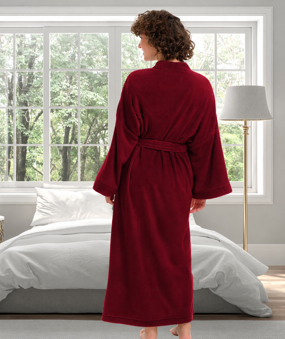 Womens Muted Burgundy Kimono Robe, Robe for Women