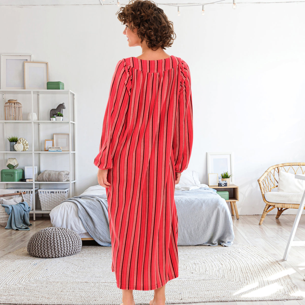 Women's Cabin Core Polar Fleece Nightgown, Sleep Dress, Long Sleep Shirt