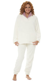 Women's Coconut Plush, Oversized Fleece Pajamas Set, Joggers with Pockets, Drawstring and Elastic Waist