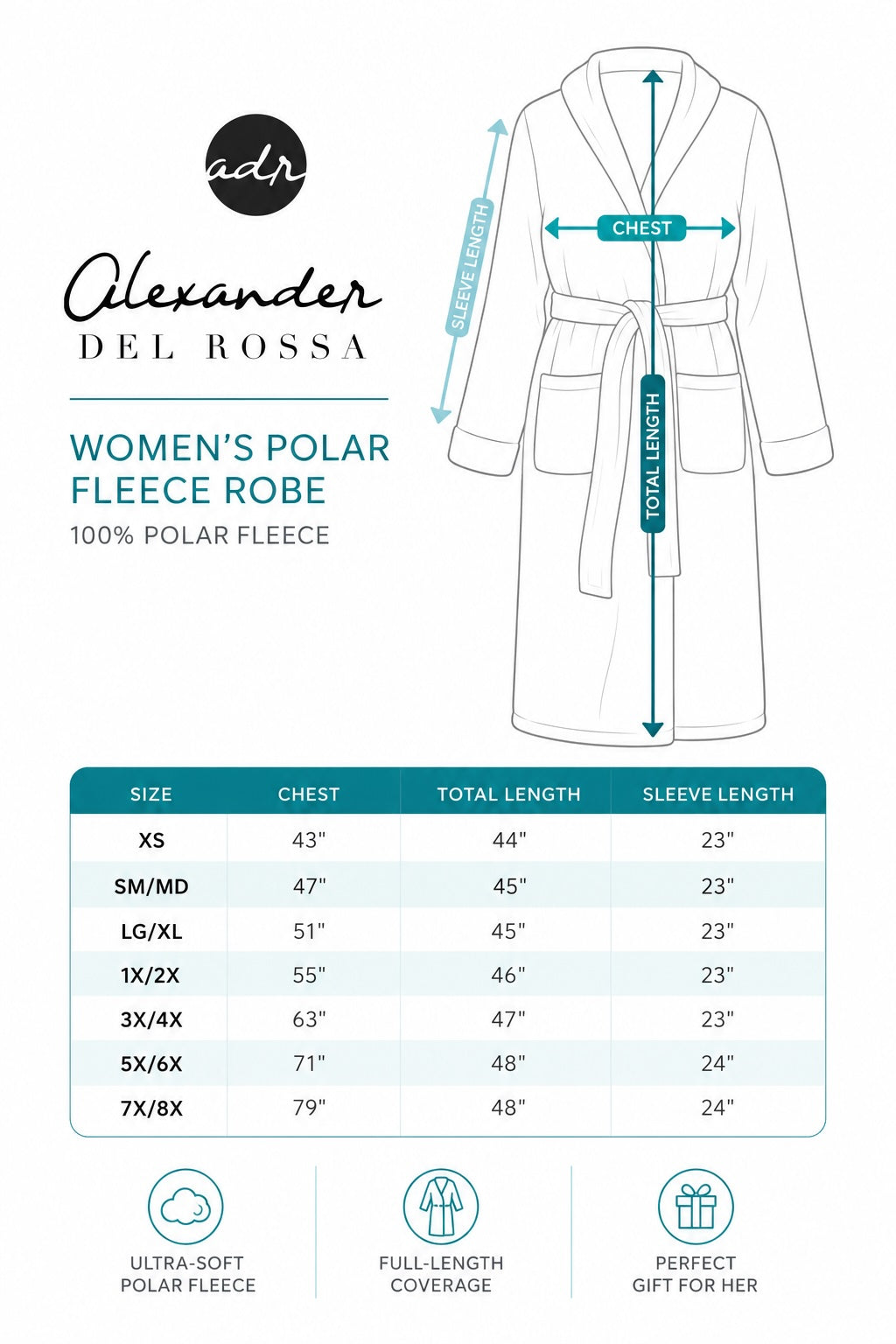 Women's Designer Plaid Plush Fleece Robe with Hood, Lightweight Hooded Bathrobe with Pockets - Designer Plaid - size guide