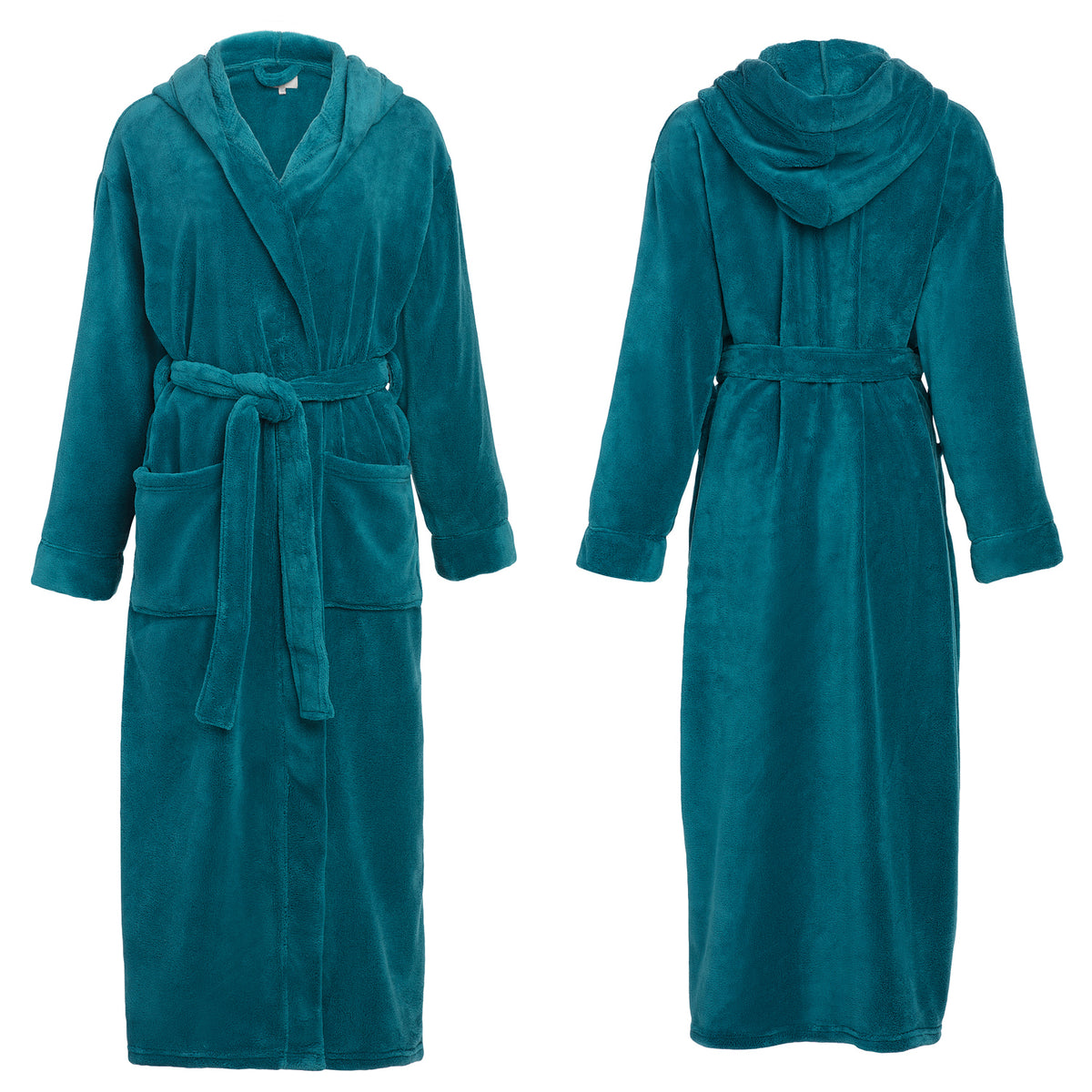 Lavender Plush Fleece Robe for Women, Long Hooded Bathrobe with Hood, Plus Size